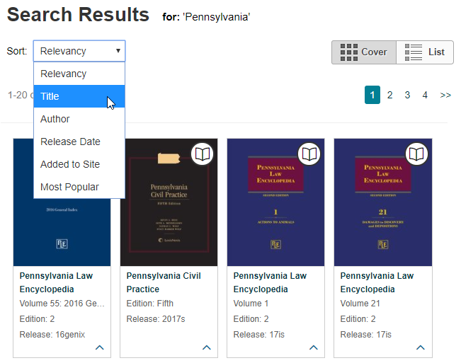 Search results for "Pennsylvania" in the LexisNexis Digital Library.