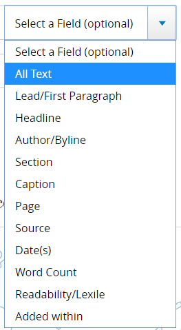 NewsBank Advanced Search field options