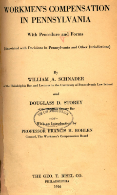 Title page: Workmen's Compensation in Pennsylvania